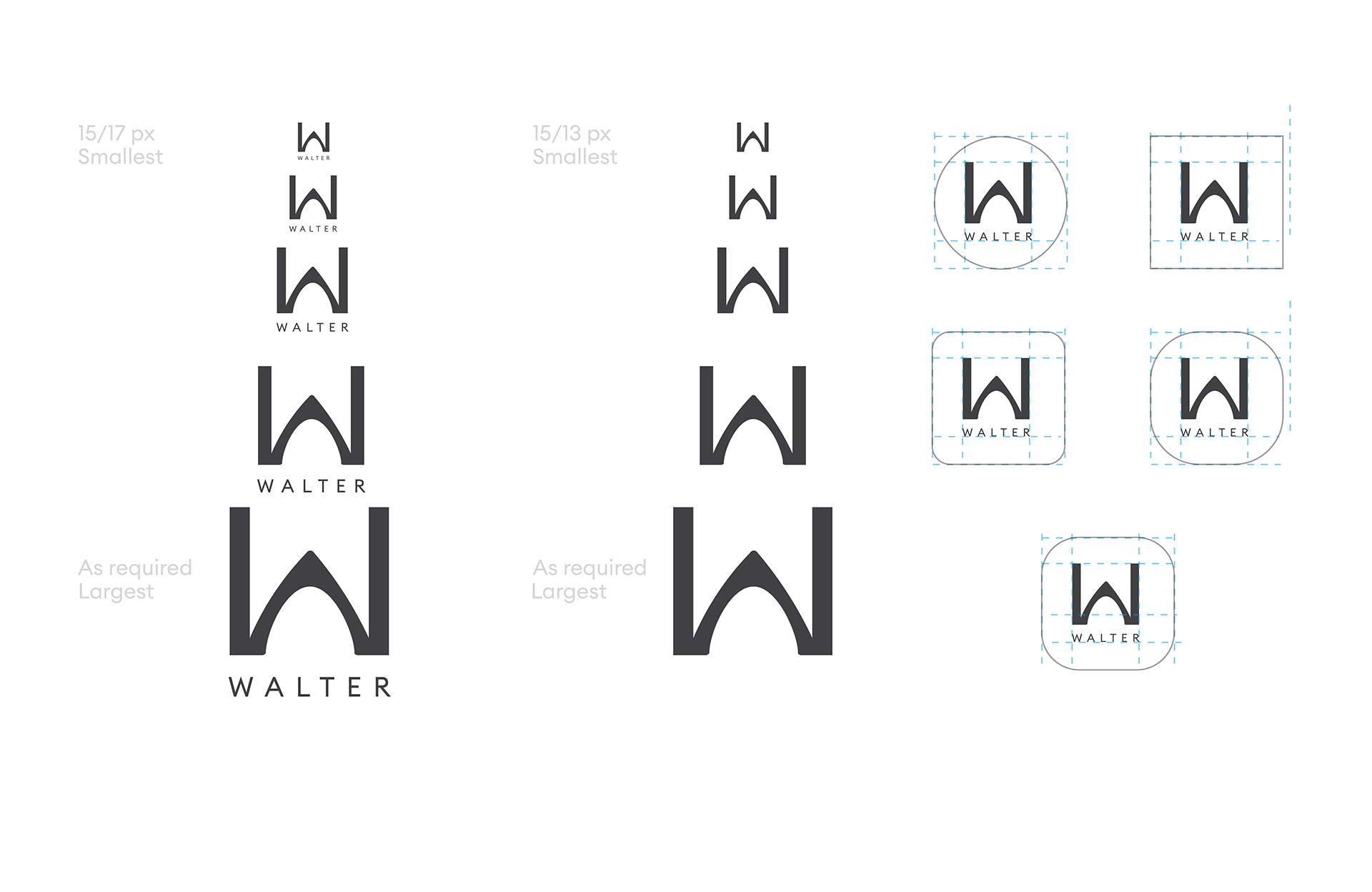 Walter logo spacing and construction guides
