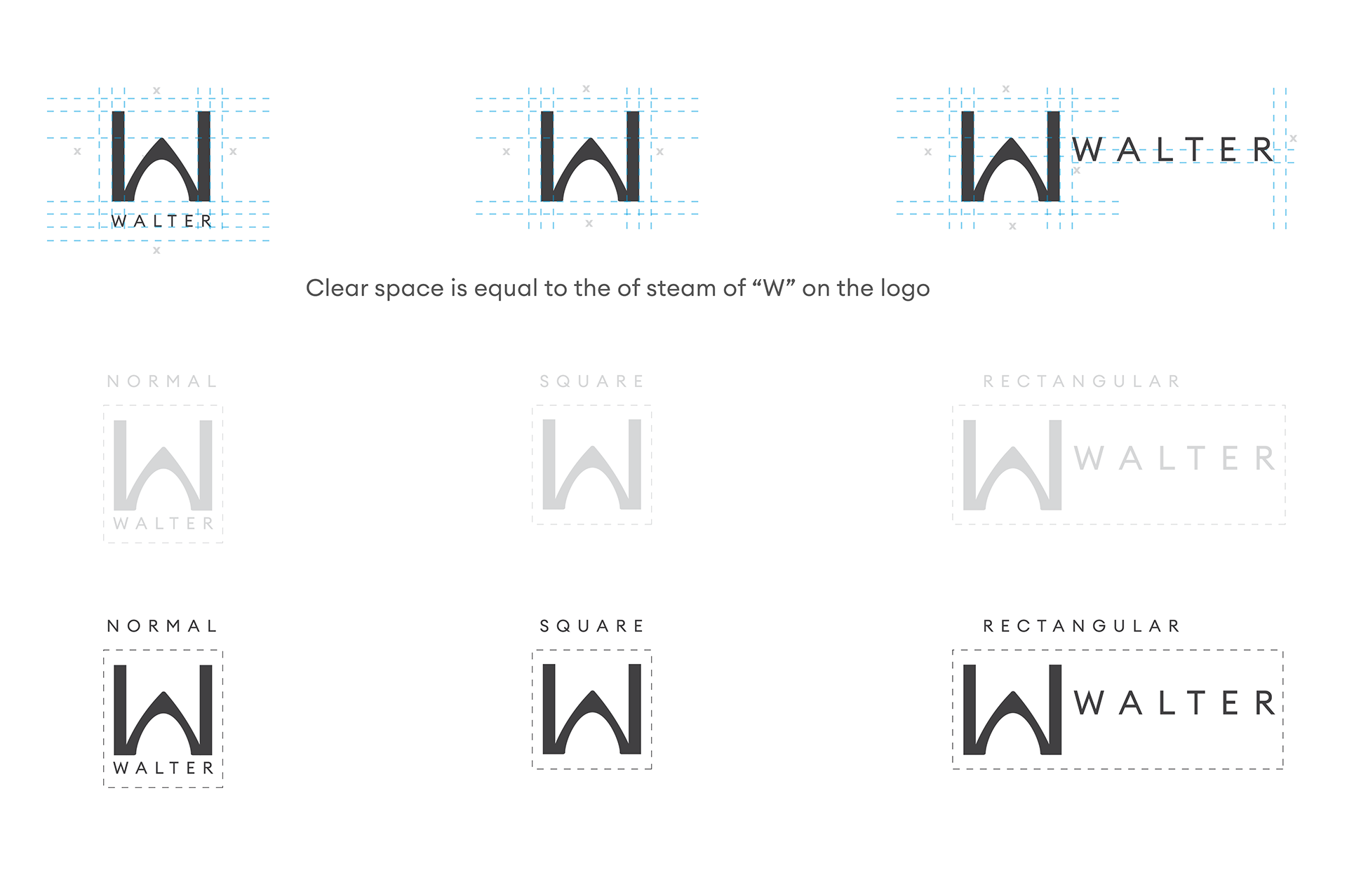 Walter logo usage examples across brand applications