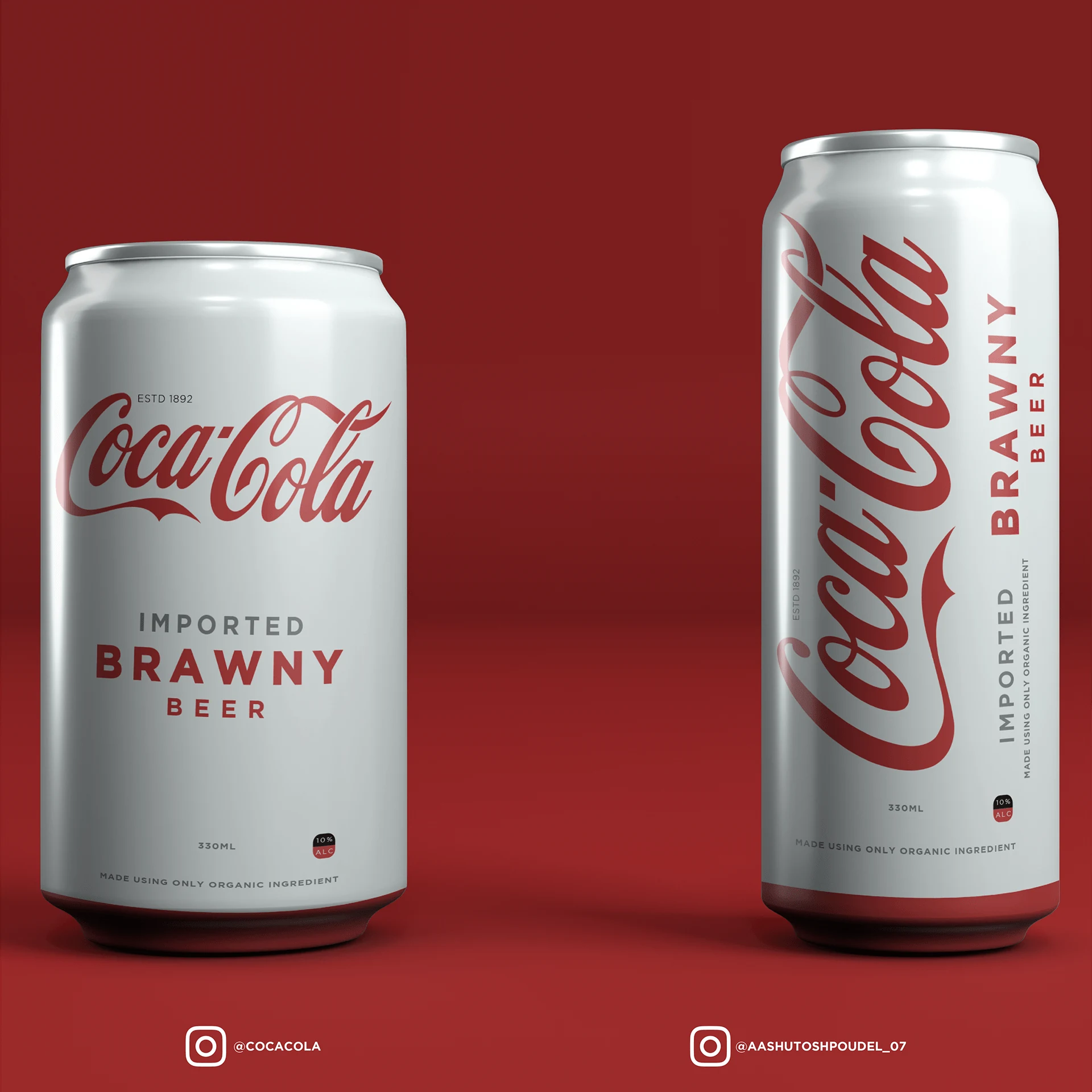Coca-Cola inspired beer packaging and ad composition