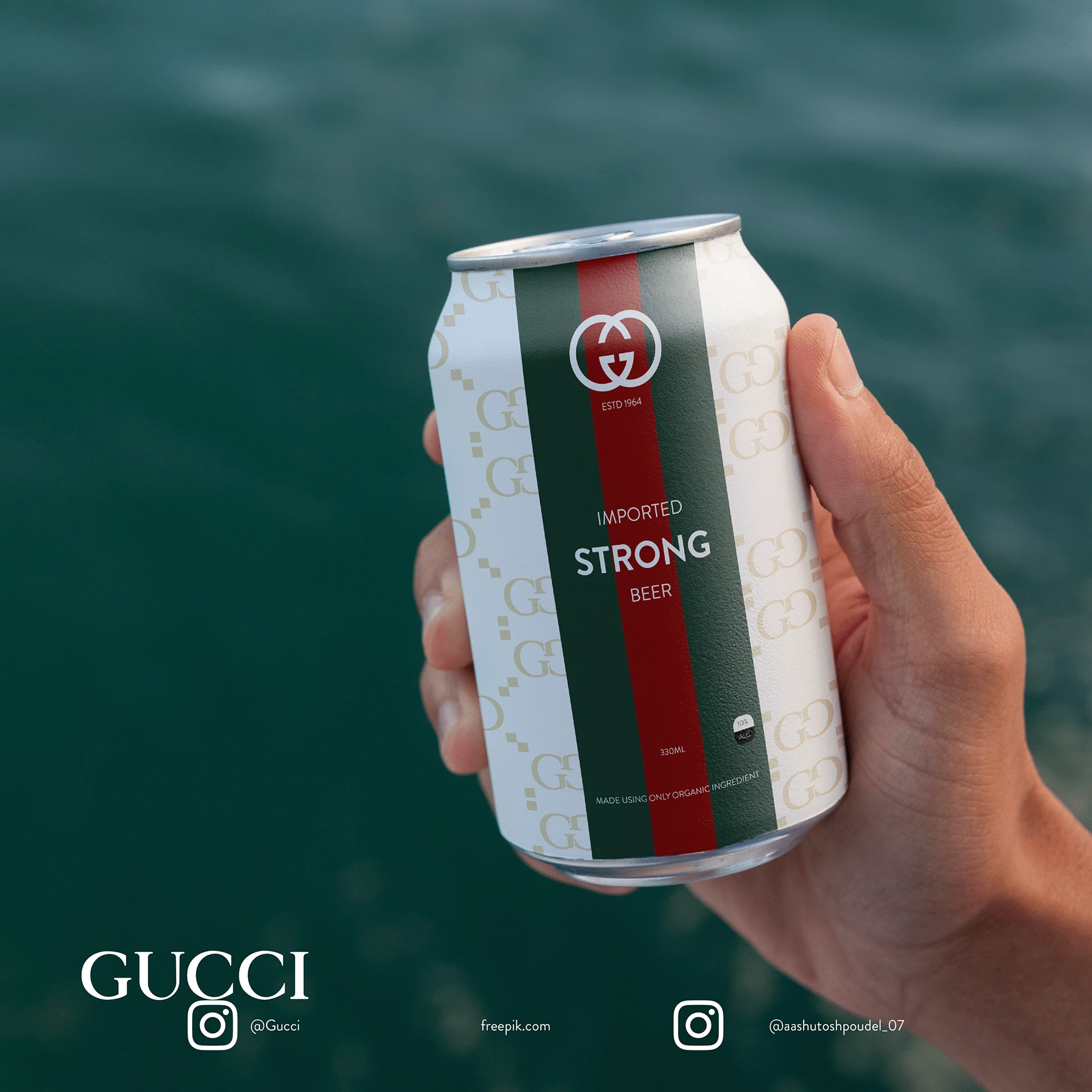 Gucci inspired beer campaign visual